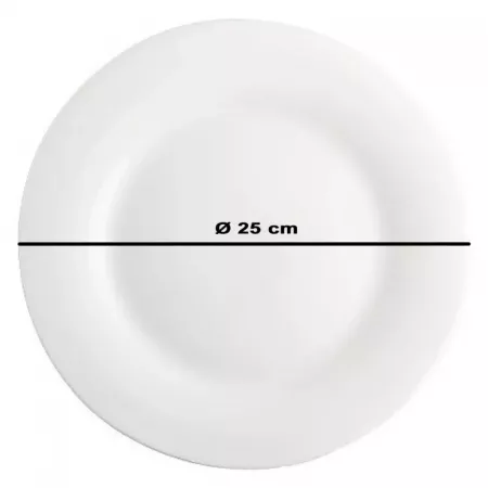 Plato llano Elba 25 cm blanco, vidrio resistente y práctico Plato llano Elba 25 cm blanco, vidrio resistente y práctico