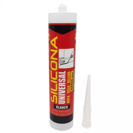 Silicona blanca 280 ml con cánula - Sellador rápido y fuerte Silicona blanca 280 ml con cánula - Sellador rápido y fuerte
