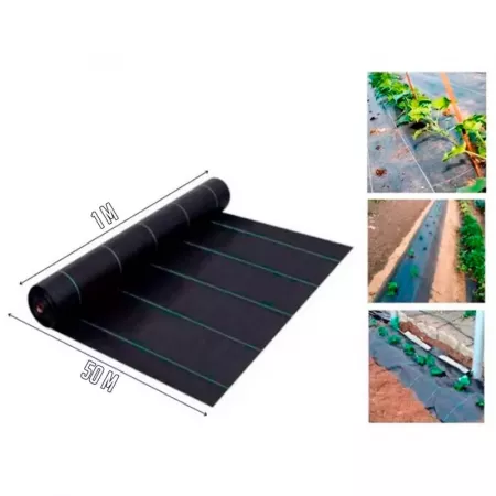 Malla antihierbas 1x50m, duradera y fácil de usar para jardín Malla antihierbas 1x50m, duradera y fácil de usar para jardín