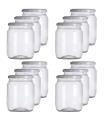 Tradineur - Pack de 12 tarros de plástico Nº 1 - Incluye tapa metálica - Ideal para la conservación de tus alimentos - Capacidad de 210 ml - 8,5 x 6,5 cm