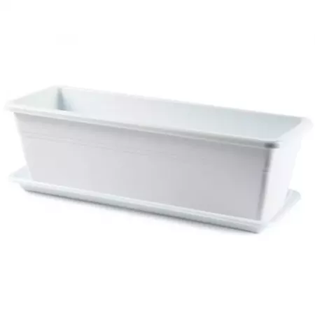 Jardinera Rectangular 20L Blanca con Drenaje, Interior/Exterior Jardinera Rectangular 20L Blanca con Drenaje, Interior/Exterior