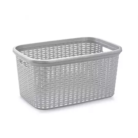 Cesto para ropa 35L plástico plata, ligero y resistente Cesto para ropa 35L plástico plata, ligero y resistente
