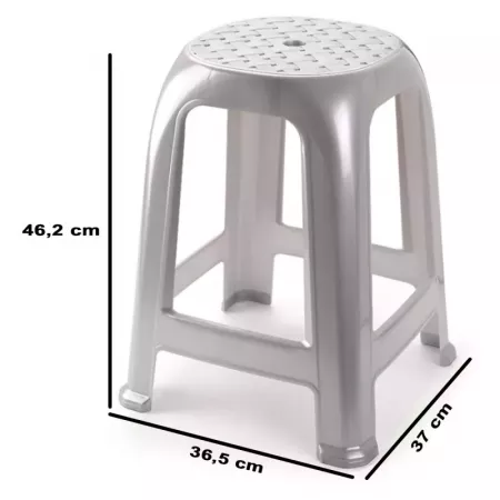 Taburete Gris Plata Multiusos Ligero y Estable | 46 cm Taburete Gris Plata Multiusos Ligero y Estable | 46 cm