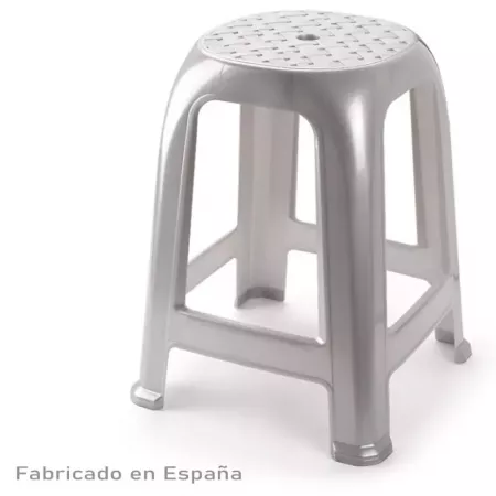 Taburete Gris Plata Multiusos Ligero y Estable | 46 cm Taburete Gris Plata Multiusos Ligero y Estable | 46 cm