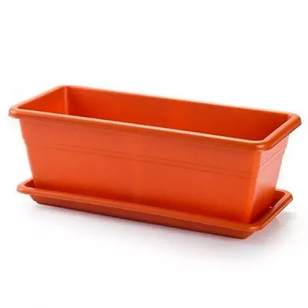 Jardinera Rectangular 39,5cm con Plato y Drenaje Resistente Jardinera Rectangular 39,5cm con Plato y Drenaje Resistente