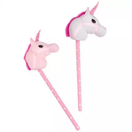 Peluche Unicornio Realista con Sonido y Palo – Blanco/Rosa Peluche Unicornio Realista con Sonido y Palo – Blanco/Rosa