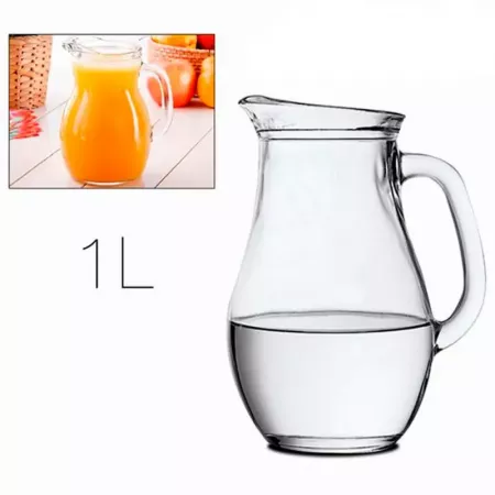 Jarra de Cristal Transparente 1L, Fácil Limpieza y Diseño Ideal Jarra de Cristal Transparente 1L, Fácil Limpieza y Diseño Ideal