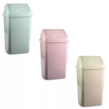 Papelera 30L con tapa pastel: verde, rosa o marrón topo Papelera 30L con tapa pastel: verde, rosa o marrón topo