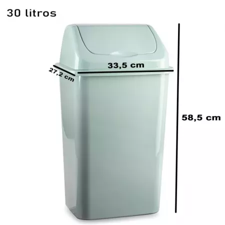 Papelera 30L con tapa pastel: verde, rosa o marrón topo Papelera 30L con tapa pastel: verde, rosa o marrón topo