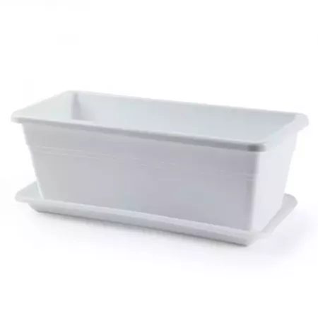 Jardinera Blanca 39.5x18x15 cm con Drenaje 16L Resistente Jardinera Blanca 39.5x18x15 cm con Drenaje 16L Resistente