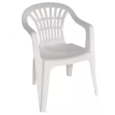 Silla apilable blanca ergonómica, ligera y resistente Silla apilable blanca ergonómica, ligera y resistente