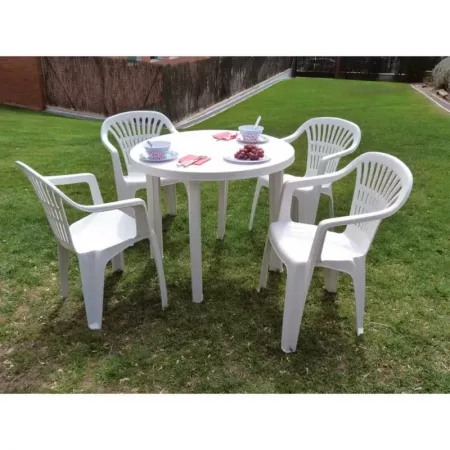 Silla apilable blanca ergonómica, ligera y resistente Silla apilable blanca ergonómica, ligera y resistente