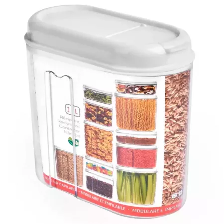 Recipiente Multiusos 1L Transparente con Tapa Blanca Apt. Food Recipiente Multiusos 1L Transparente con Tapa Blanca Apt. Food