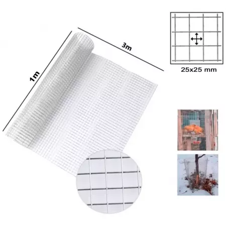 Malla Galvanizada 1x3m Gris 25x25mm - Resistente y Versátil Malla Galvanizada 1x3m Gris 25x25mm - Resistente y Versátil