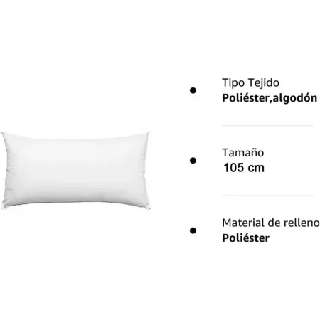 Almohada antialérgica 40x105 cm, fibra hueca lavable Almohada antialérgica 40x105 cm, fibra hueca lavable