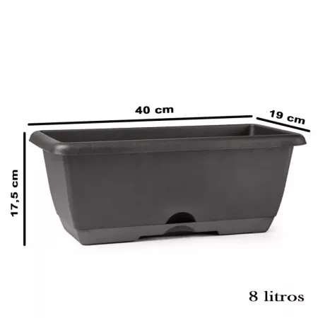 Jardinera Gris Antracita 8L con Plato Integrado - España Jardinera Gris Antracita 8L con Plato Integrado - España