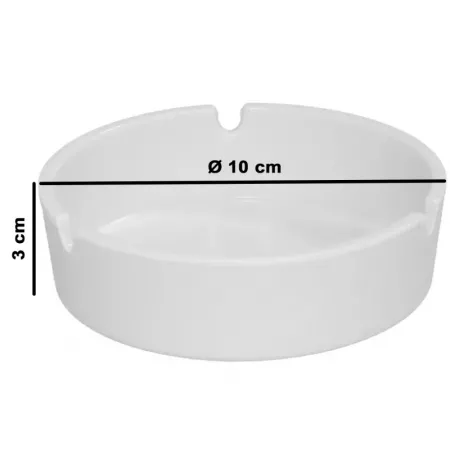 Cenicero plástico blanco 10x3 cm, fácil limpieza y uso Cenicero plástico blanco 10x3 cm, fácil limpieza y uso