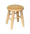 Tradineur - Tabutete redondo de madera, 33 x 22 cm, banqueta rústica baja con reposapiés, resistente y duradero, hogar