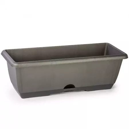 Jardinera rectangular 10L gris antracita con plato integrado Jardinera rectangular 10L gris antracita con plato integrado