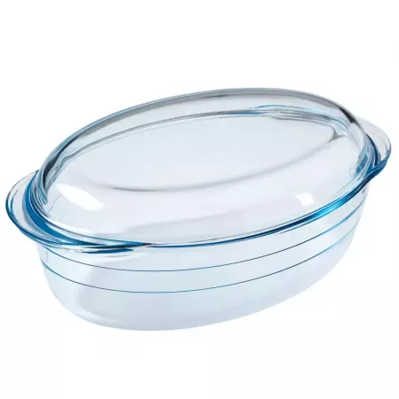 Cacerola de Vidrio Borosilicato 4L Resistente, con Tapa y Asas Cacerola de Vidrio Borosilicato 4L Resistente, con Tapa y Asas