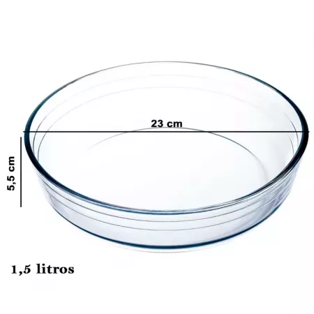 Molde redondo vidrio borosilicato 1,5 L, resistente horno Molde redondo vidrio borosilicato 1,5 L, resistente horno