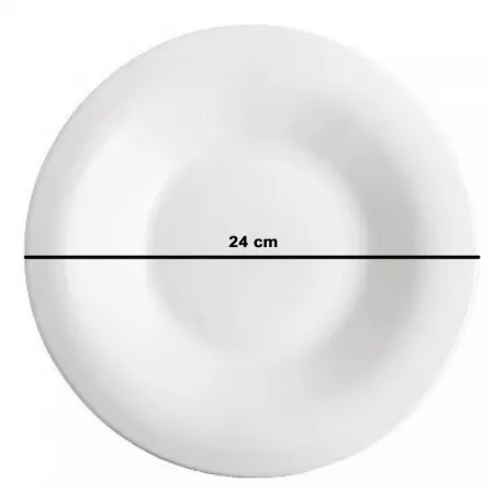 Plato Hondo Elba 24 cm Blanco, Vidrio Opal Resistente Plato Hondo Elba 24 cm Blanco, Vidrio Opal Resistente