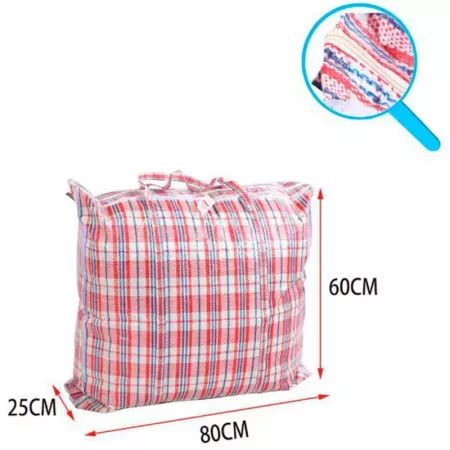 Bolsa plástica grande con cremallera y asas, colores azul/rojo/negro Bolsa plástica grande con cremallera y asas, colores azul/rojo/negro
