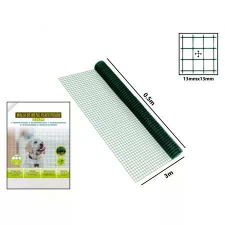 Malla metálica plastificada resistente 0,5 x 3 m - Verde oscuro