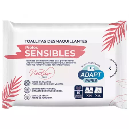 Toallitas húmedas piel sensible Adapt Wipes sin plástico, 15 uds Toallitas húmedas piel sensible Adapt Wipes sin plástico, 15 uds