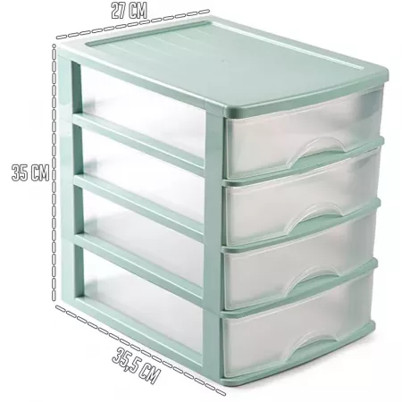 Cajonera 4 Cajones Verde Pastel Transparente Resistente España Cajonera 4 Cajones Verde Pastel Transparente Resistente España