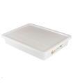 Tradineur - Bandeja frigorífica de almacenamiento con tapa, Nº 6 - HG, plástico, reutilizable, guardar alimentos, fabricada en España (Blanco - 10,7 litros - 48,5 x 36,8 x 8,5 cm)