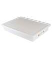 Tradineur - Bandeja frigorífica de almacenamiento con tapa, Nº 7 - HG, plástico, reutilizable, guardar alimentos, fabricada en España (Blanco - 15 litros - 55,3 x 41 x 9,3 cm)