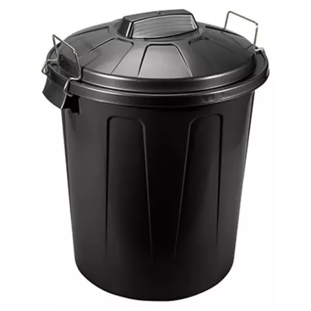 Cubo de Basura 31L Negro PP Resistente con Asas y Cierres Cubo de Basura 31L Negro PP Resistente con Asas y Cierres