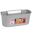 Tradineur - Cesta de plástico de color plata, recogedora para múltiples usos, de 13 x 30 x 17 cm. Recogedor para distintos usos, especial para tirar desperdicios de cocina