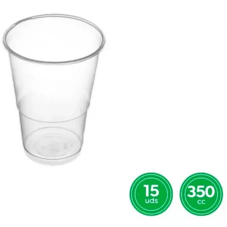 Pack 15 Vasos Plástico 350ml Reutilizables y Resistentes Pack 15 Vasos Plástico 350ml Reutilizables y Resistentes