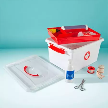 Caja Botiquín 9L Plástico con Bandeja y Cierre Click Roja Caja Botiquín 9L Plástico con Bandeja y Cierre Click Roja