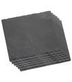 Tradineur - Pack de 6 platos llanos de pizarra natural 15 x 15 cm. Bandeja de piedra cuadrada, tabla para comer, servir comida, aperitivos, quesos, embutidos para hogar o restaurante