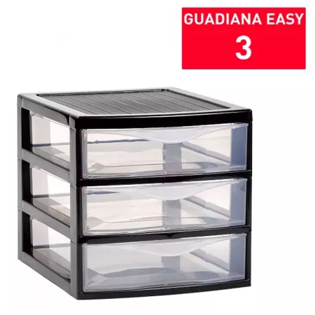 Cajonera Guadiana Negra 3 Cajones Transparente - España Cajonera Guadiana Negra 3 Cajones Transparente - España
