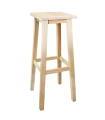 Tradineur - Taburete cuadrado alto de madera natural sin tratar, banqueta de barra de bar con reposapiés, cocina, estable y robusto, 80 x 29 x 29 cm
