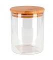 Tradineur - Tarro de cristal de borosilicato con tapa de bambú, 600 ml, recipiente, bote de almacenamiento para guardar café, galletas, legumbres, especias - 12,5 x 10 cm