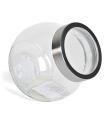 Tradineur - Tarro transparente con dos posiciones y tapa de rosca metálica - Capacidad de 2200 ml - Recipiente inclinable para guardar galletas, gominolas, alimentos - 17 x 13 x 18 cm