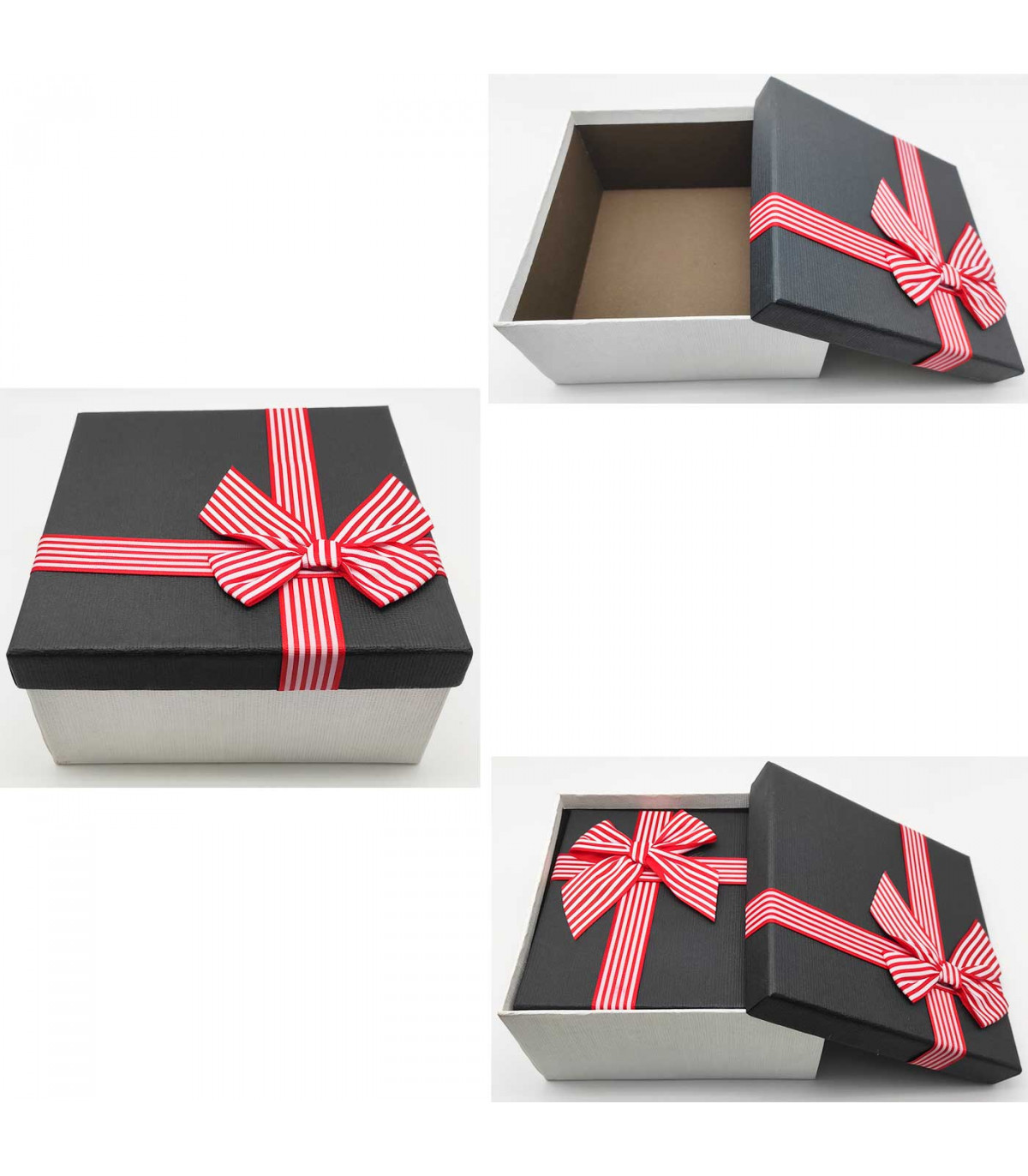 Set de 3 cajas regalo cuadradas con lazo, 3 tamaños distintos, cajas  decorativas con tapa, presentación para navidad, cumpleaños