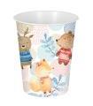 Tradineur - Papelera infantil de plástico decorada con animales, cubo de basura para estudio, dormitorio de niños (Bosque, 25,5 x 21,5 cm, 6 litros)