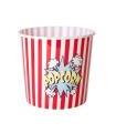 Tradineur - Cubo para palomitas redondo de plástico, diseño a rayas, popcorn, cine en casa - 24 x 21 cm - Rojo y blanco