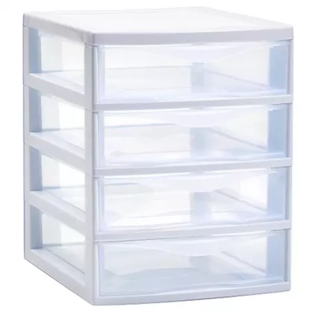 Cajonera Sobremesa 4 Cajones Blanca, Plástico Resistente Cajonera Sobremesa 4 Cajones Blanca, Plástico Resistente