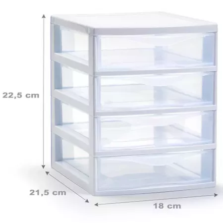 Cajonera Sobremesa 4 Cajones Blanca, Plástico Resistente Cajonera Sobremesa 4 Cajones Blanca, Plástico Resistente