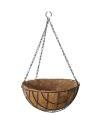 Tradineur - Macetero colgante de coco y metal, diámetro 30 cm. Cesta, maceta colgante con cadena y gancho, decoración hogar, terraza, balcón, patio, jardín (Marrón)