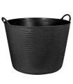 Tradineur - Capazo de plástico 42 litros, 33 x 49 cm, negro. Cesto, cubo flexible, contenedor multifuncional, establo, jardín, alimentación de animales, mezcla, limpieza