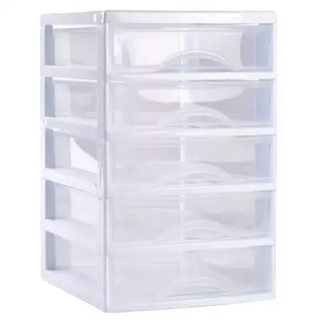 Cajonera Sobremesa 5 Cajones Blanca, Plástico Resistente España Cajonera Sobremesa 5 Cajones Blanca, Plástico Resistente España