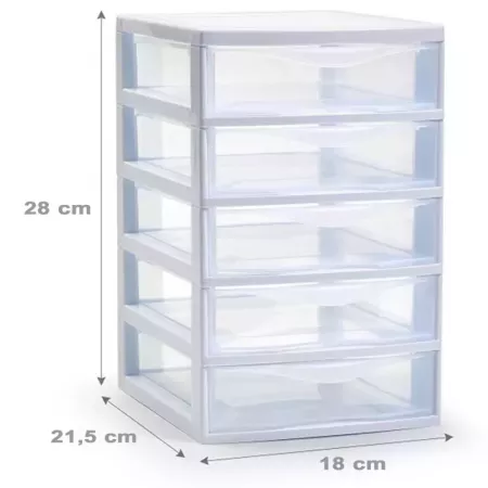 Cajonera Sobremesa 5 Cajones Blanca, Plástico Resistente España Cajonera Sobremesa 5 Cajones Blanca, Plástico Resistente España